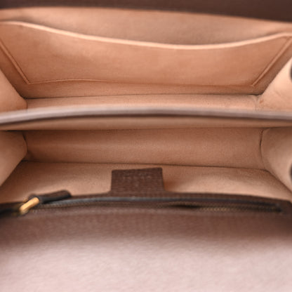 Gucci GG Supreme Monogram Textured Dollar Calfskin Web Small Ophidia Padlock Top Handle Bag Beige Ebony New Acero 5 of 10