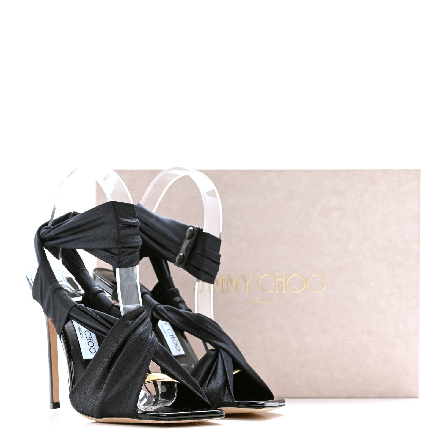 Jimmy Choo Wetlook Jersey Neoma 110 Sandals 39 Black 8 of 8