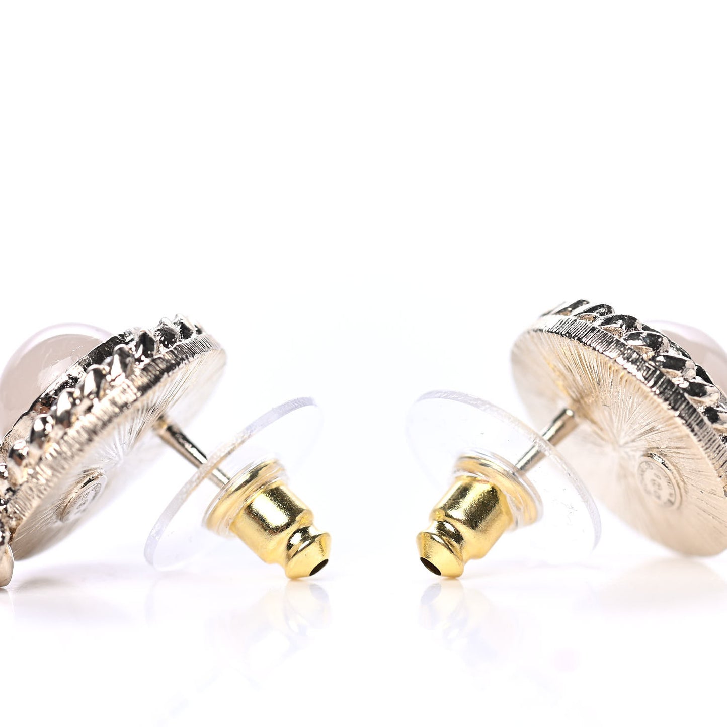 Crystal Resin Pearl CC Drop Earrings Gold