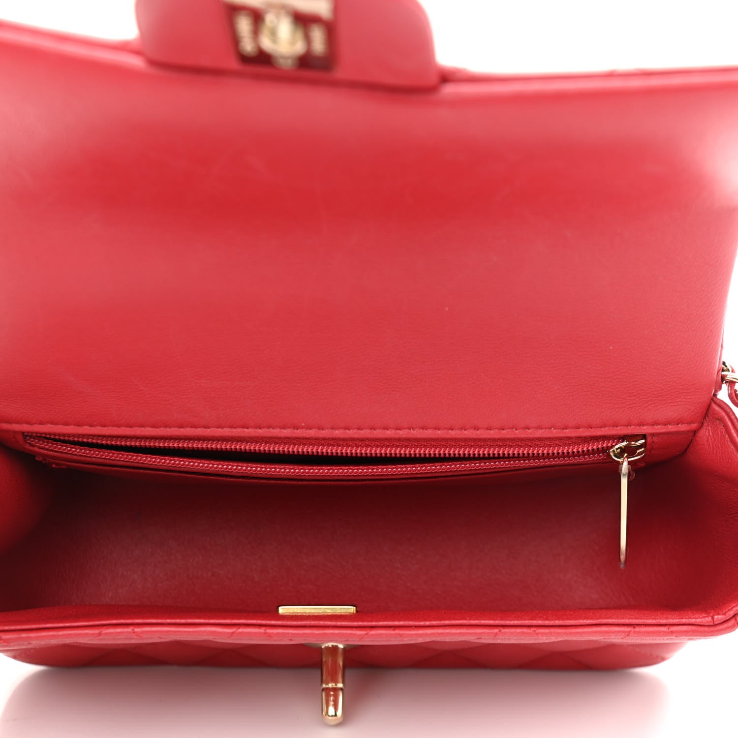 Chanel Lambskin Quilted Mini Top Handle Rectangular Flap Red 5 of 16