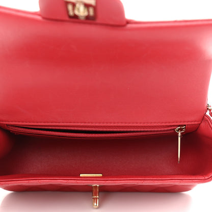 Chanel Lambskin Quilted Mini Top Handle Rectangular Flap Red 5 of 16