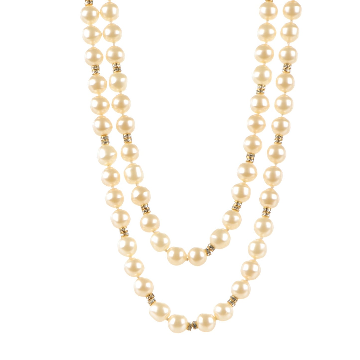 Crystal Pearl Necklace Gold
