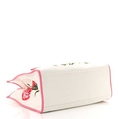 Dolce & Gabbana Canvas Floral Printed Tote White Pink 4 of 12