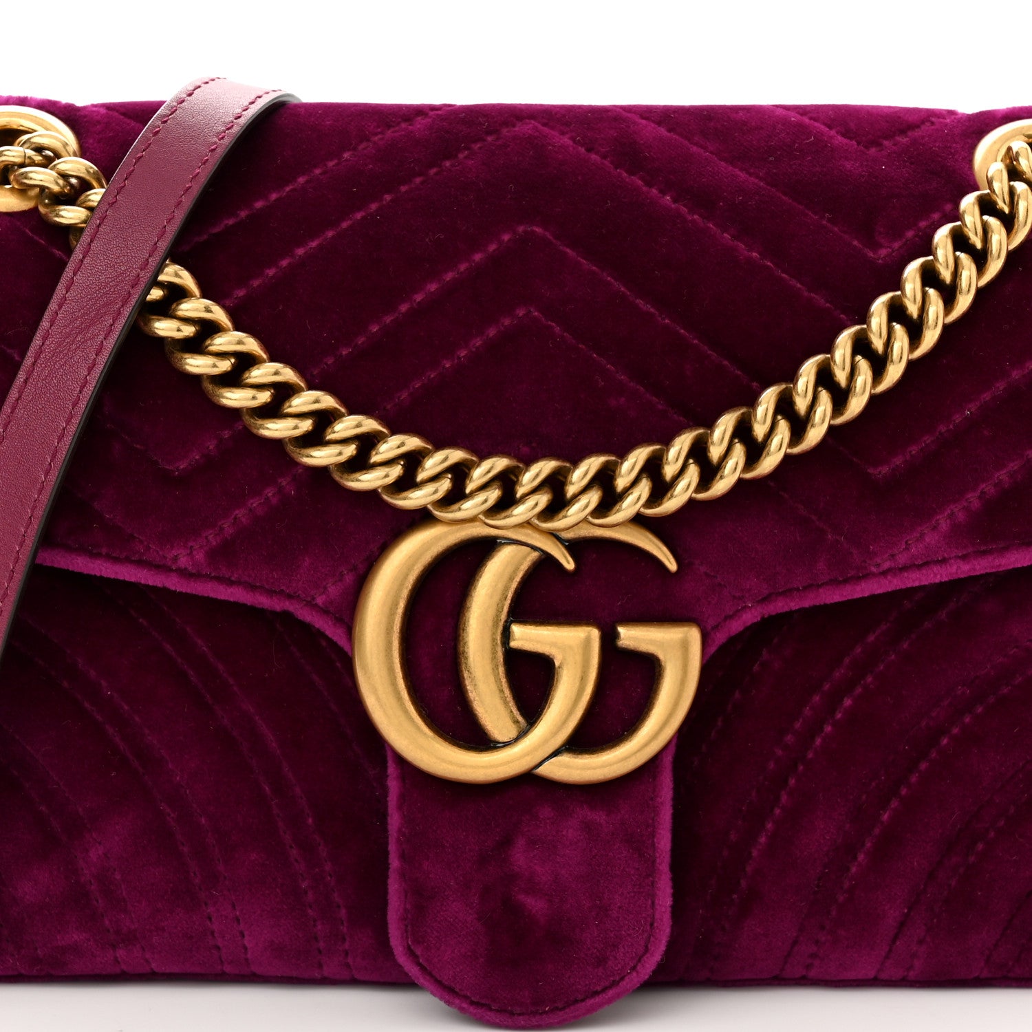 Gucci Velvet Matelasse Small GG Marmont Shoulder Bag Fuchsia Violet Cyclamen 8 of 10