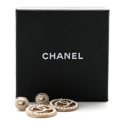 Chanel Pearl CC Drop Earrings Light Gold 5 of 5