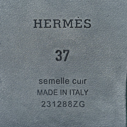 Hermes Woolskin Oran Sandals 37 Vert Anglais 6 of 8