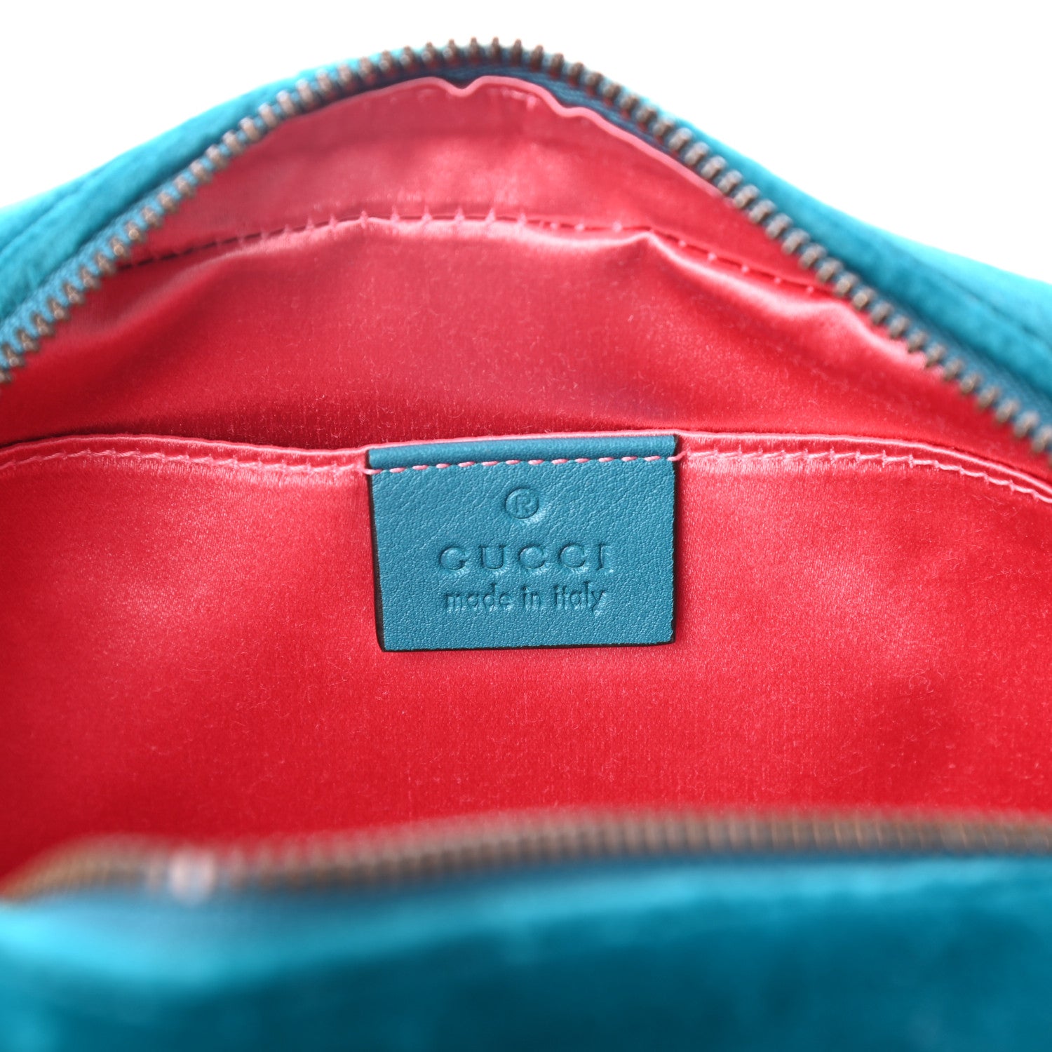 Gucci Velvet Matelasse Small GG Marmont Chain Shoulder Bag Pavone Cyan 6 of 8