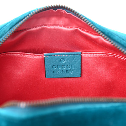 Gucci Velvet Matelasse Small GG Marmont Chain Shoulder Bag Pavone Cyan 6 of 8