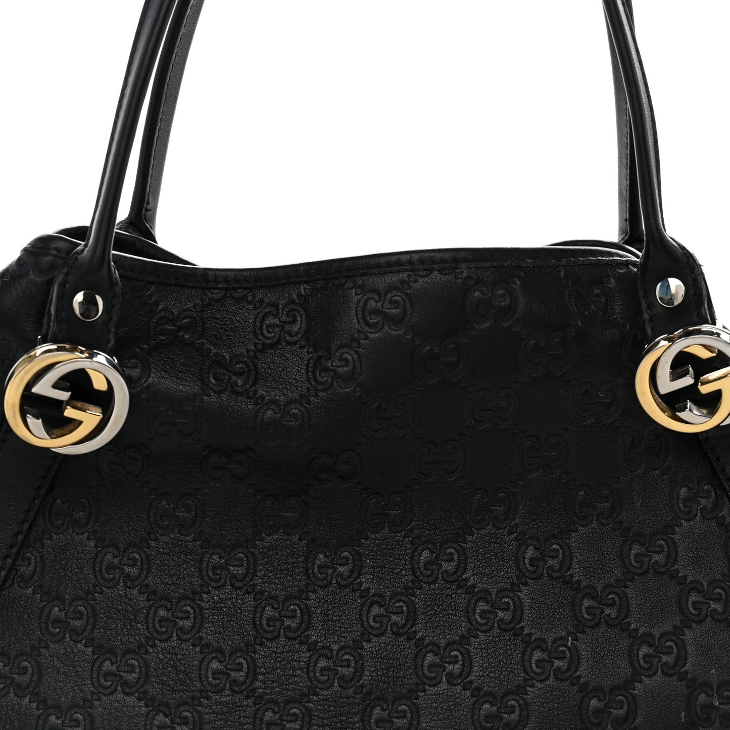 Guccissima Medium GG Twins Shoulder Bag Black