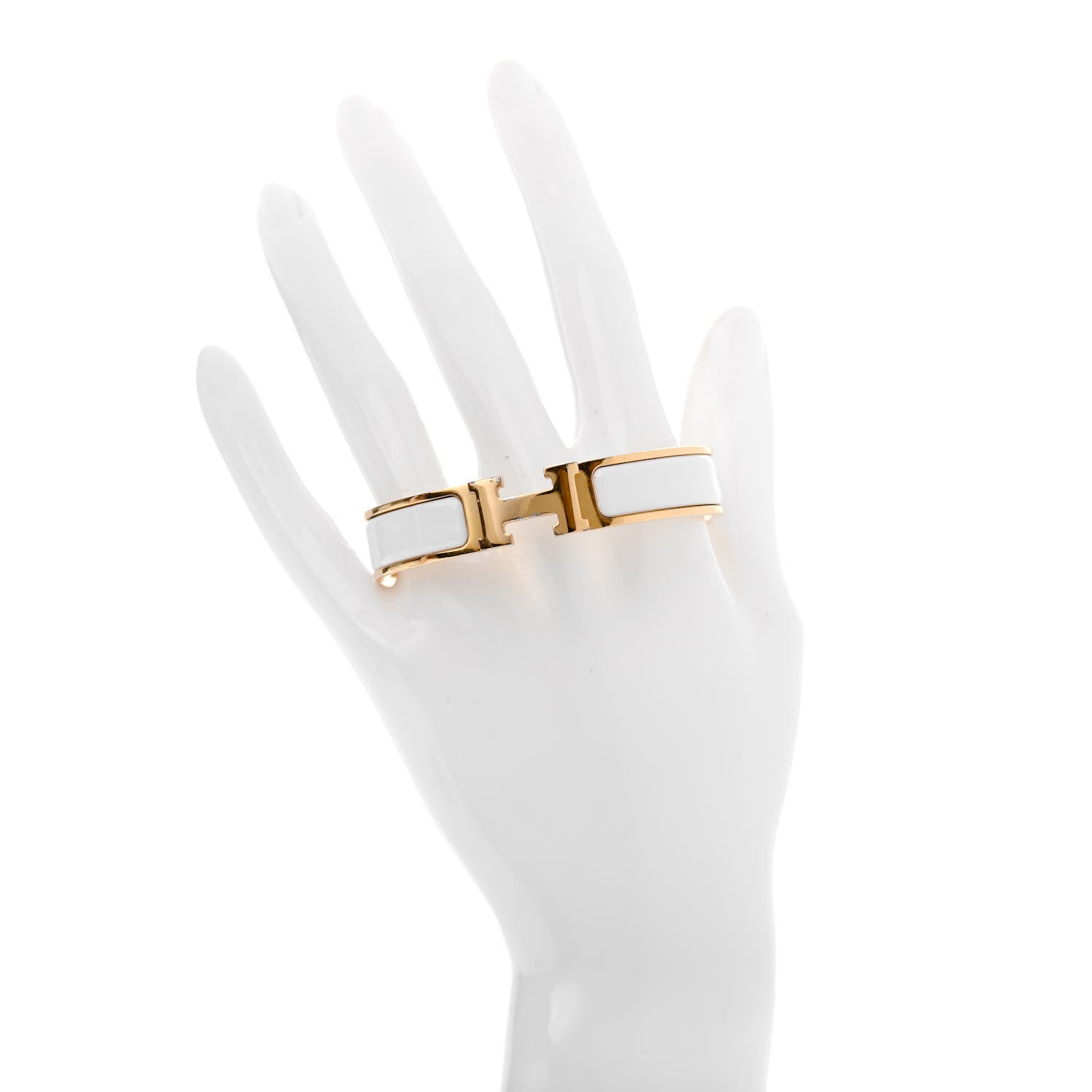 Hermes Enamel Narrow Clic Clac H Bracelet S White 2 of 5