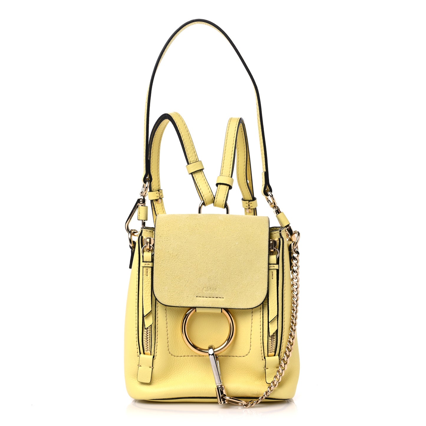 Suede Calfskin Mini Faye Backpack Lemonade