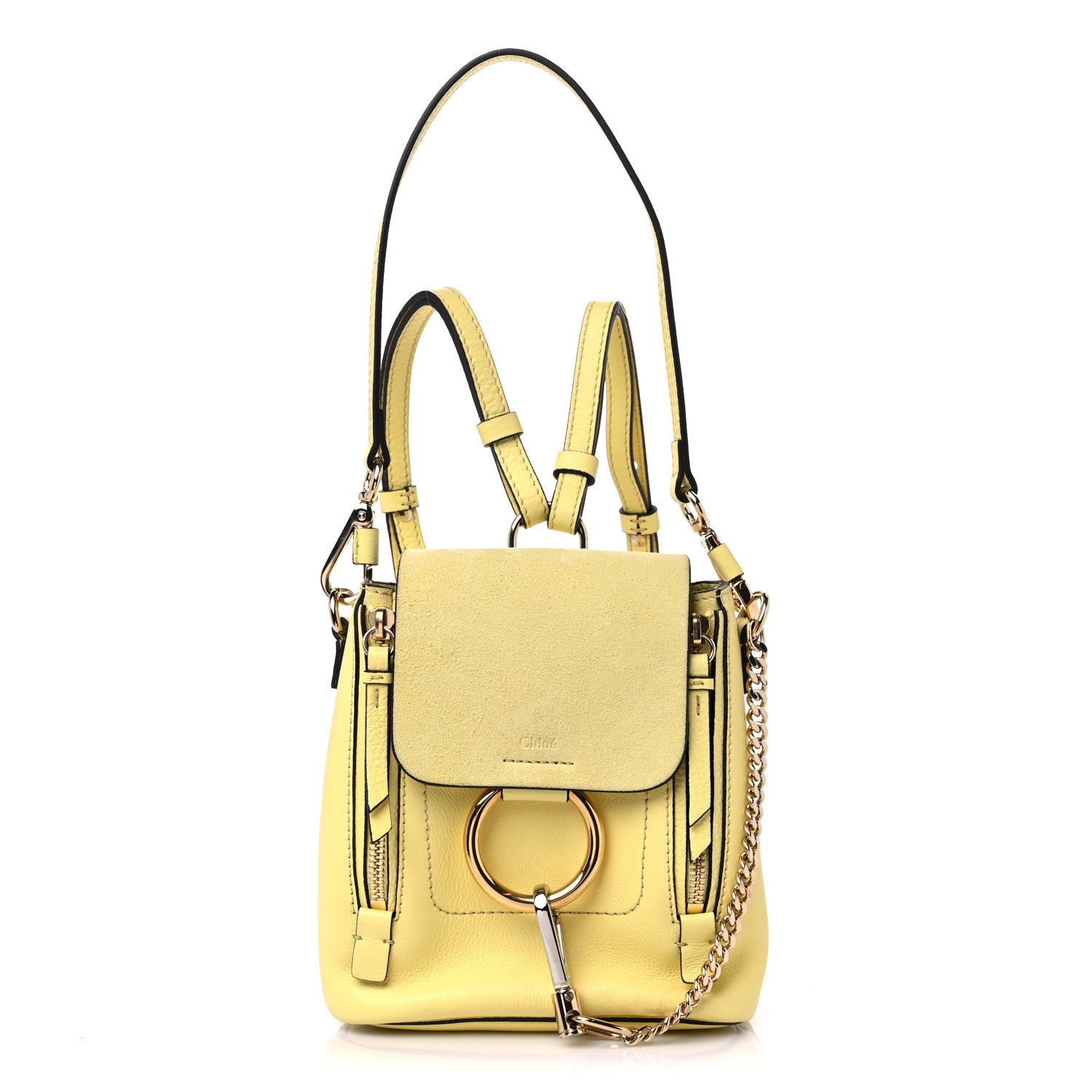 Chloe Suede Calfskin Mini Faye Backpack Lemonade 1 of 12