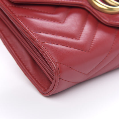 Gucci Calfskin Matelasse GG Marmont Chain Wallet Hibiscus Red 8 of 13