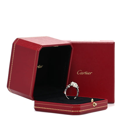 Cartier 18K White Gold Diamond Emerald Black Onyx Panthere de Cartier Ring 62 10 7 of 7