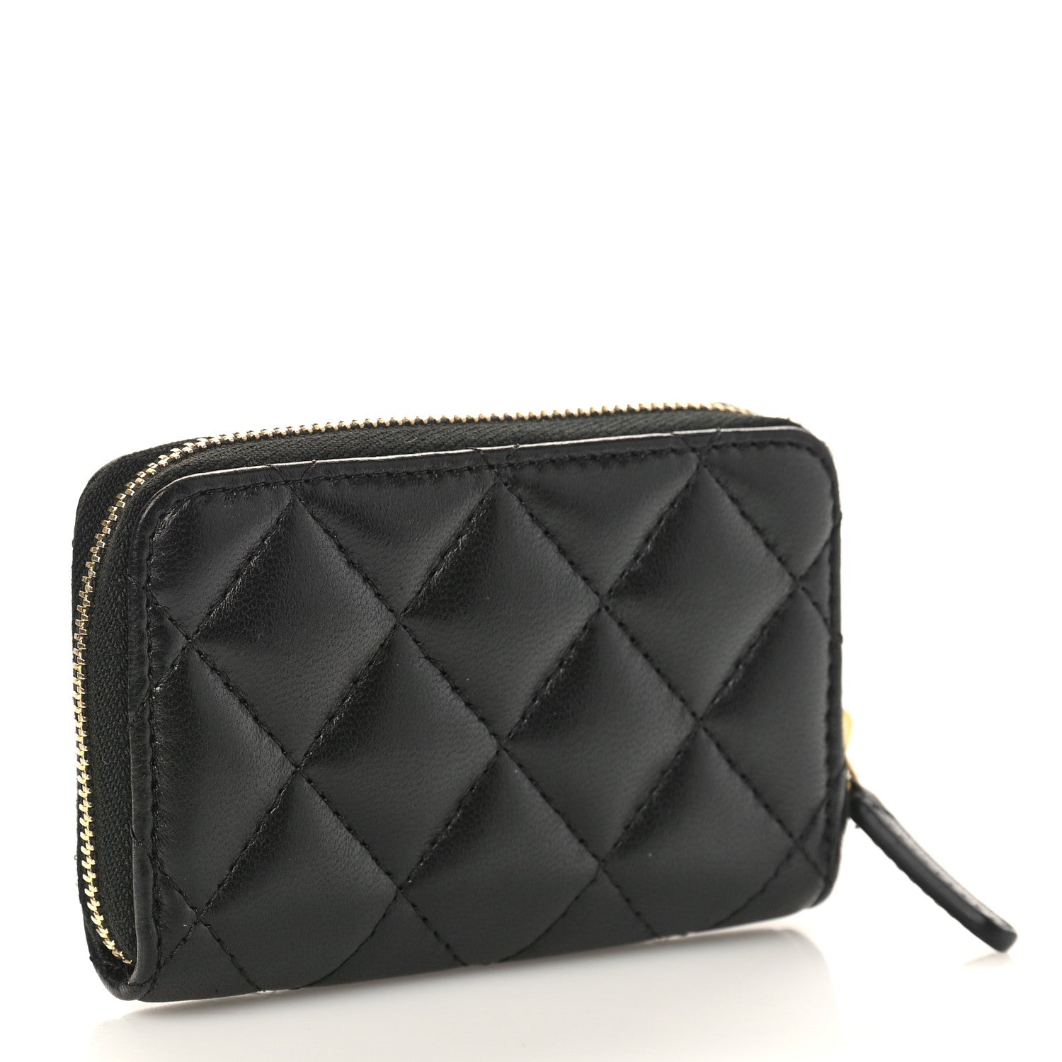Chanel Lambskin Quilted Zip Coin Purse Black 2 of 9