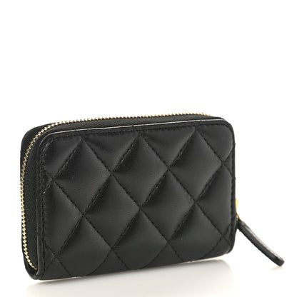 Chanel Lambskin Quilted Zip Coin Purse Black 2 of 9