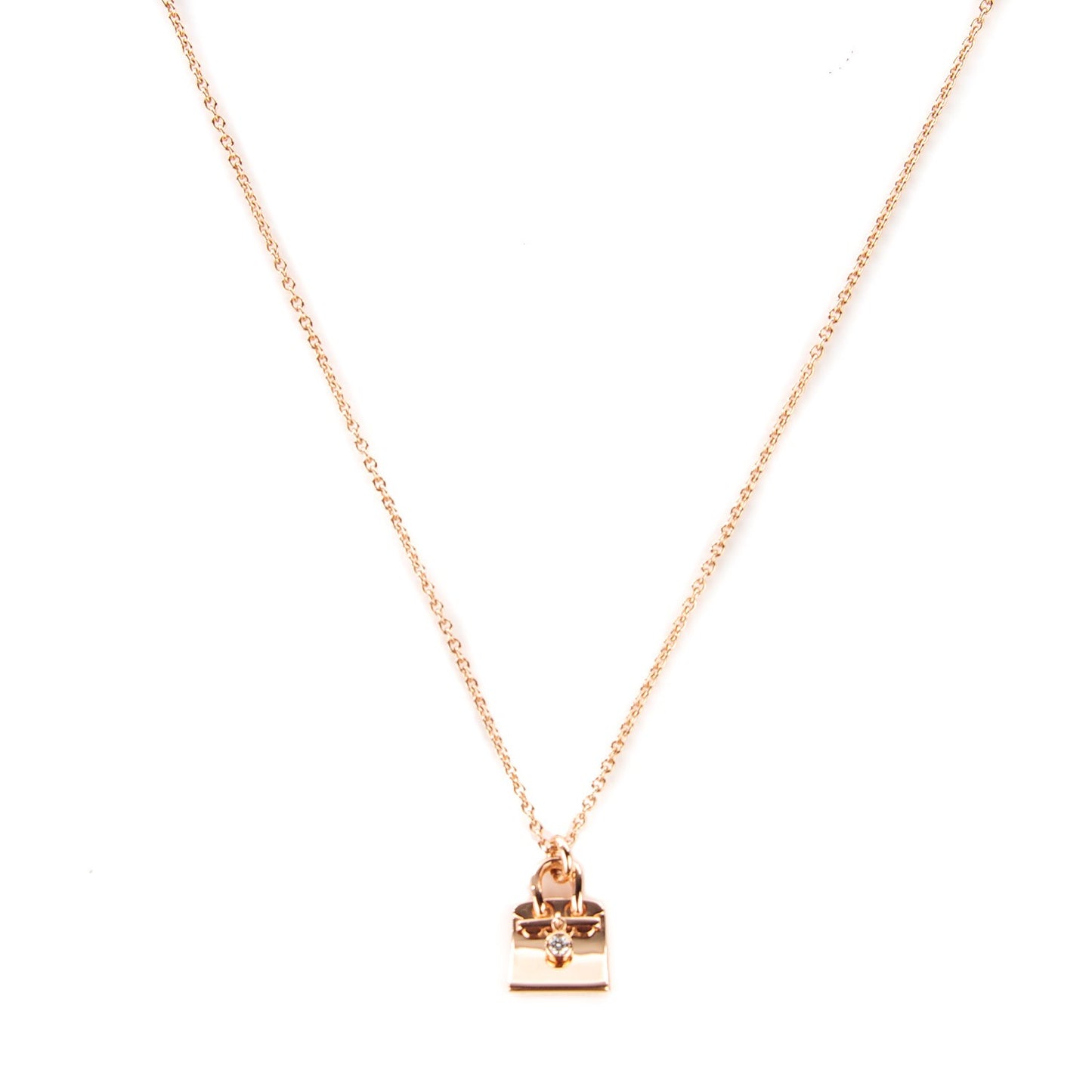 18K Rose Gold Diamond Birkin Pendant Necklace