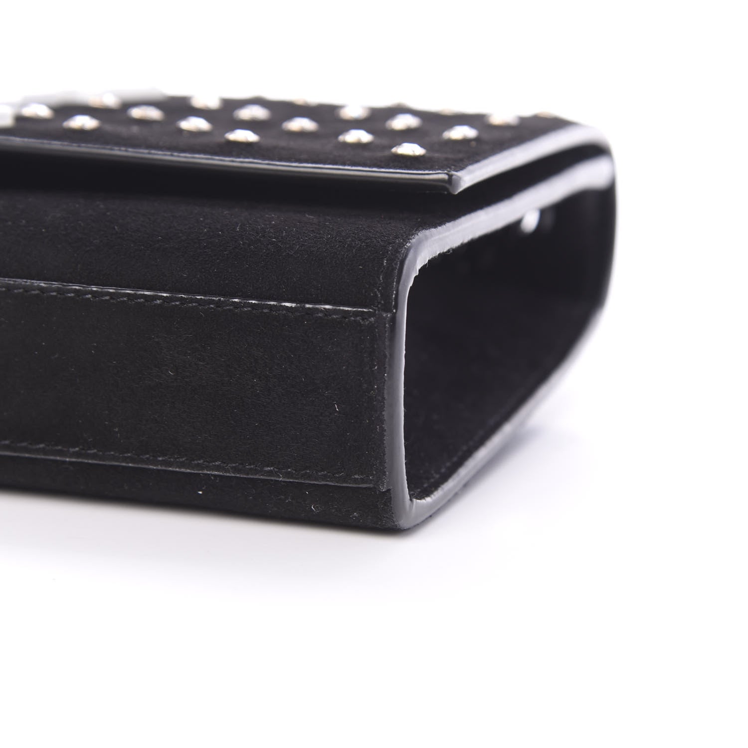 Saint Laurent Suede Crystal Studded Monogram Small Kate Satchel Black 9 of 13