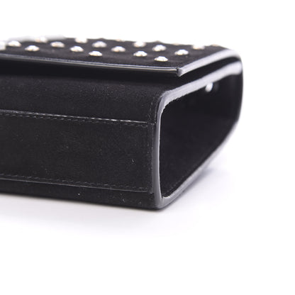 Saint Laurent Suede Crystal Studded Monogram Small Kate Satchel Black 9 of 13