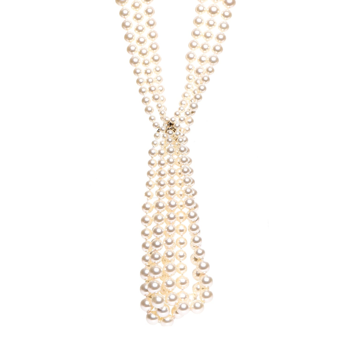 Pearl Multi Strand CC Necklace Gold