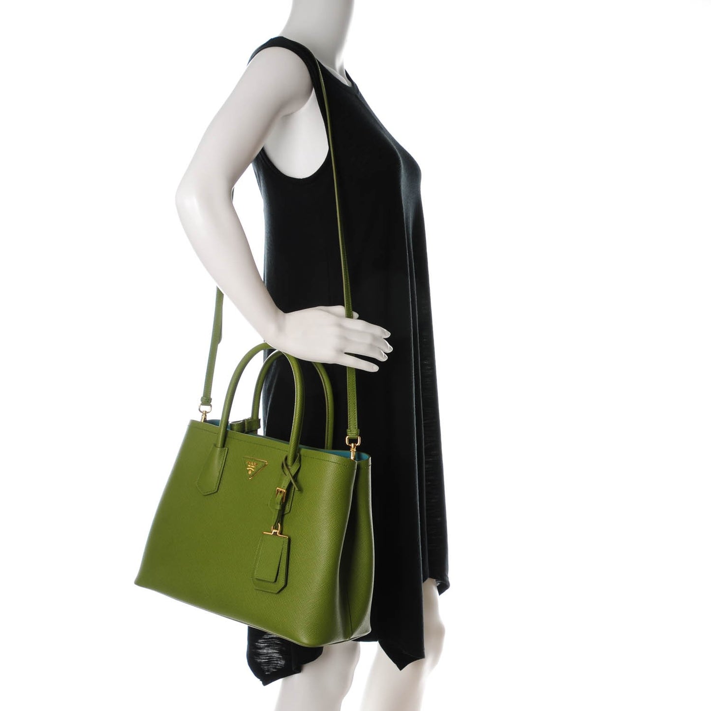 Saffiano Cuir Small Double Bag Edera Anice