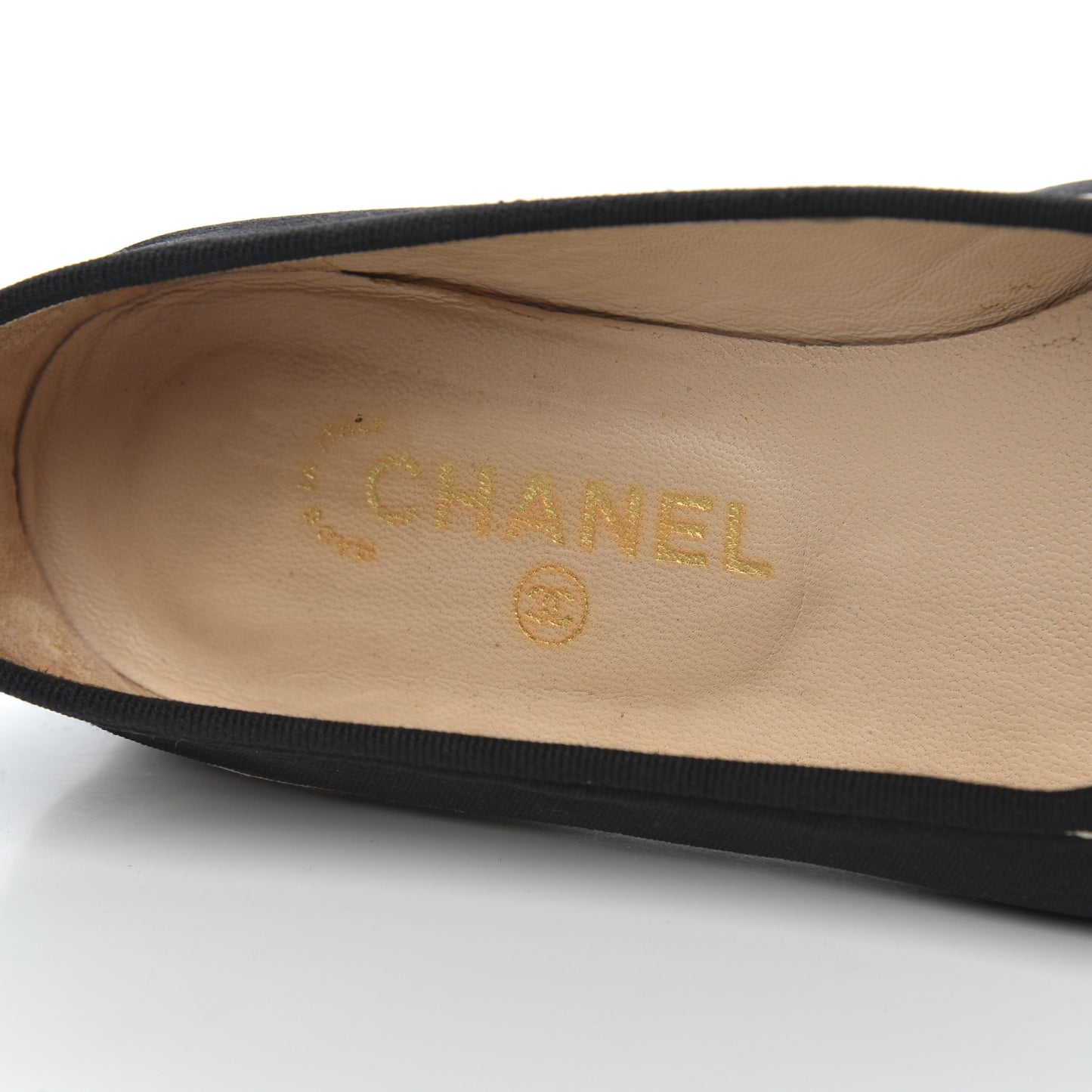 Fabric Grosgrain Cap Toe Ballerina Flats 39.5 Black