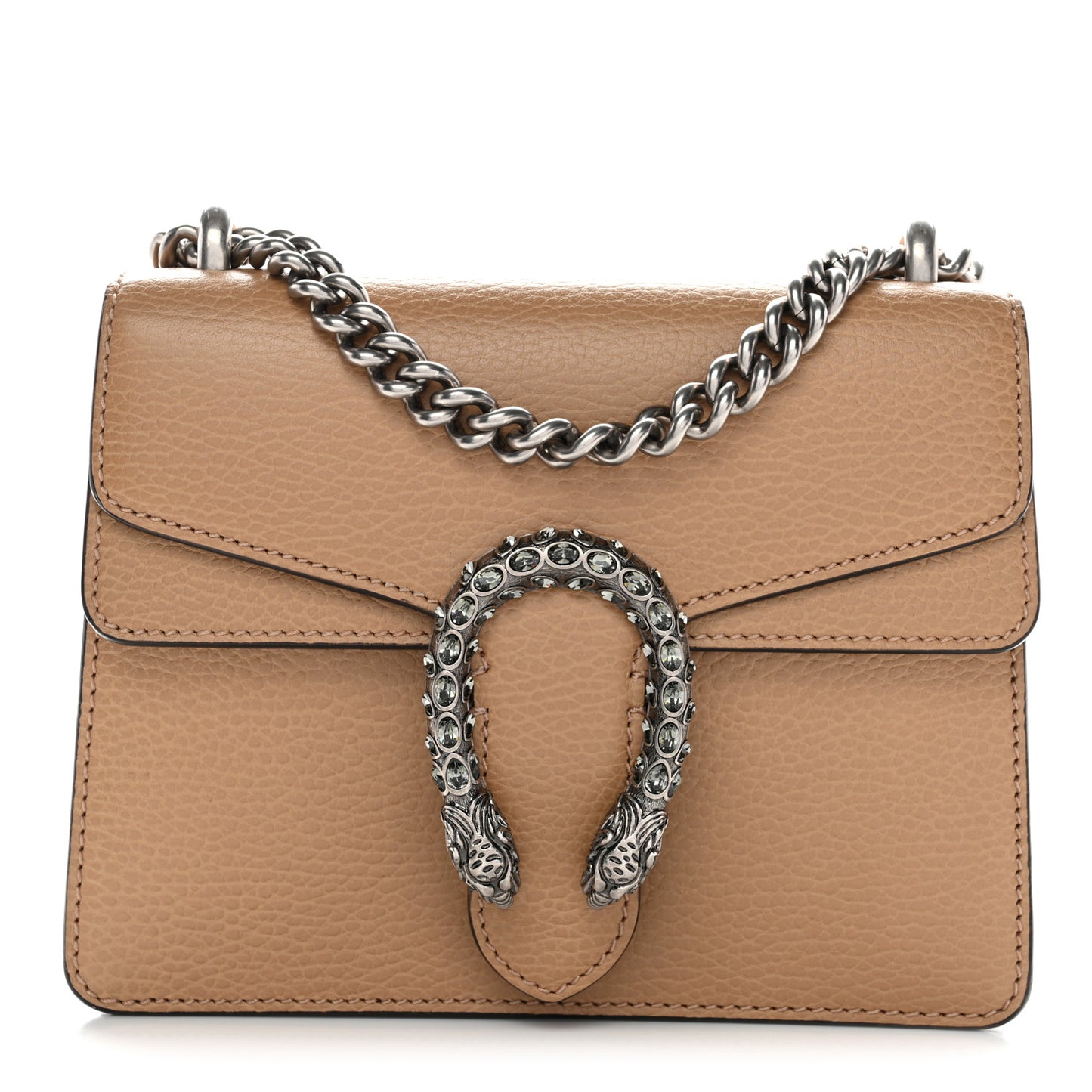 Dollar Calfskin Crystal Mini Dionysus Shoulder Bag Natural Tan Black Diamond