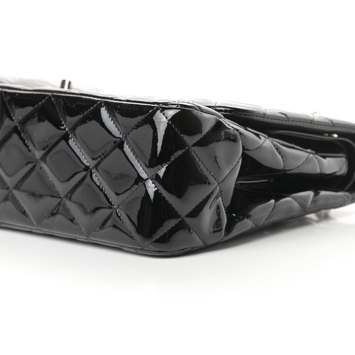 Patent Quilted Jumbo Double Flap Black