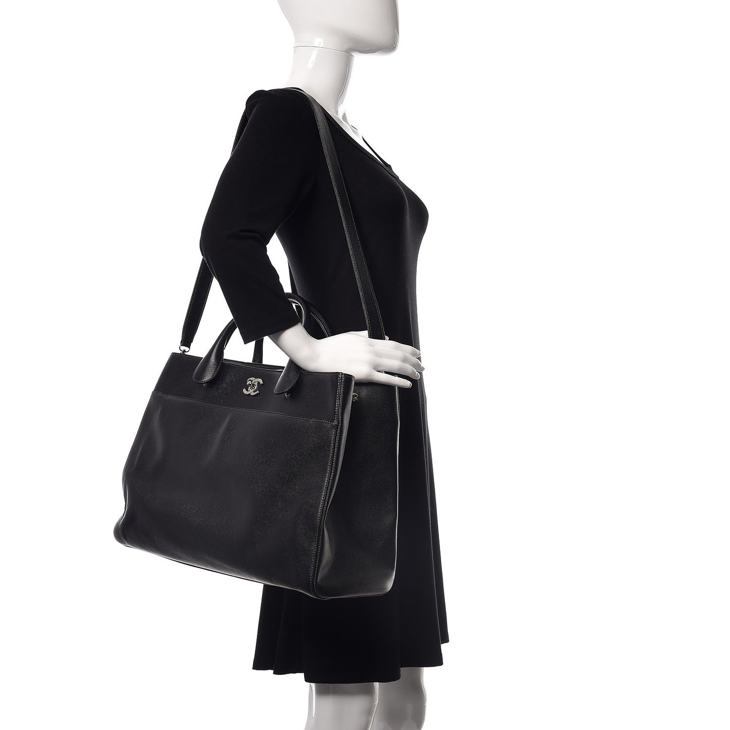 Caviar Large Cerf Executive Shopper Tote Black