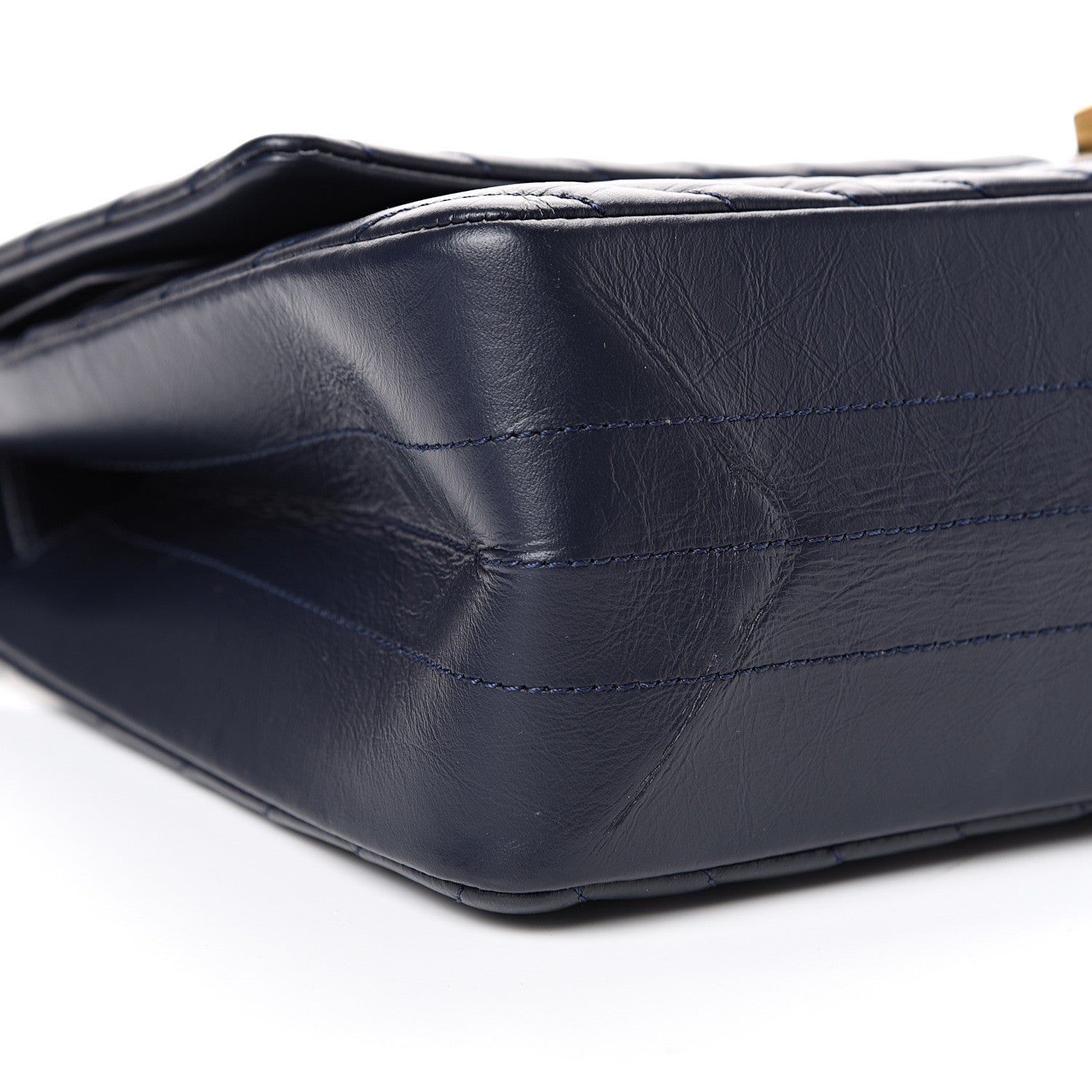 Chanel Aged Calfskin Chevron Quilted 2.55 Reissue 226 Flap Navy Blue 8 of 13