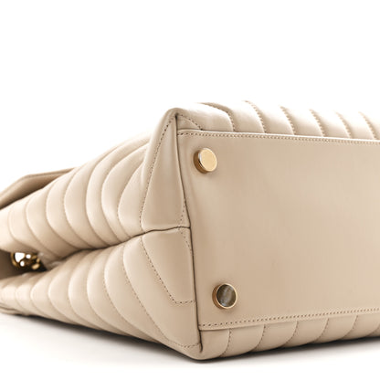 Saint Laurent Calfskin Matelasse Large Loulou Monogram Chain Satchel Dark Beige 10 of 11