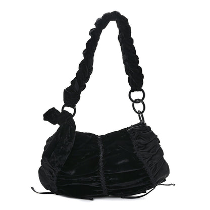 Prada Satin Velvet Drawstring Shoulder Bag Black 1 of 10