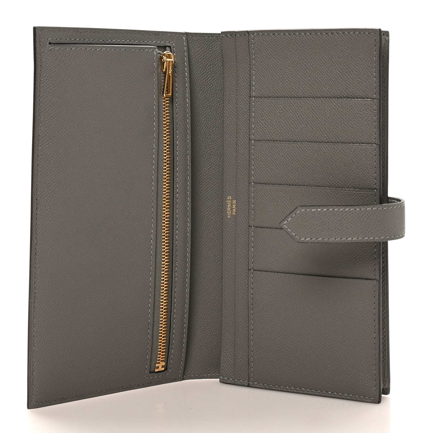 Hermes Grained Monsieur Bearn Gusset Wallet Gris Meyer 6 of 9