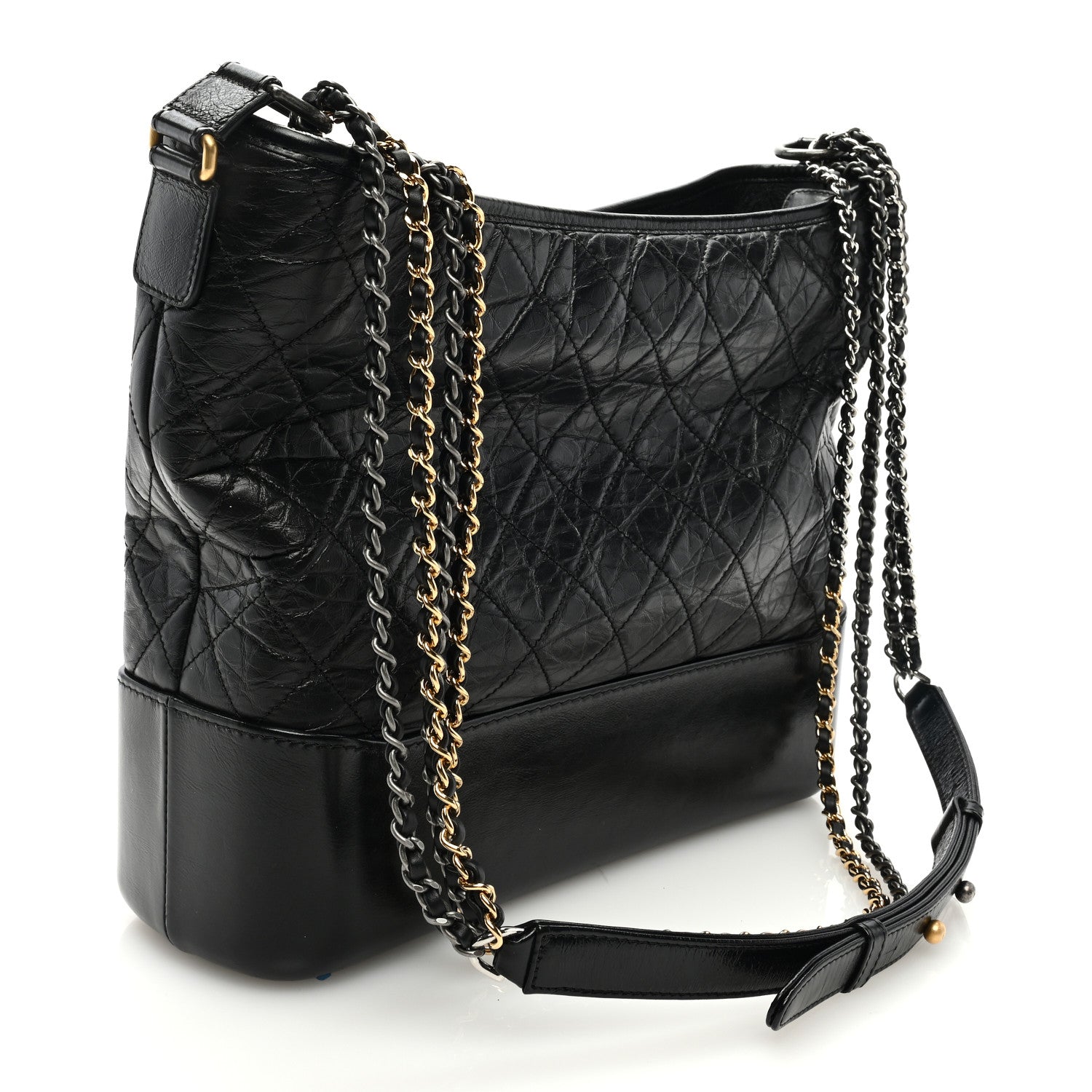 Chanel Aged Calfskin Quilted Large Gabrielle Hobo Black 3 of 9