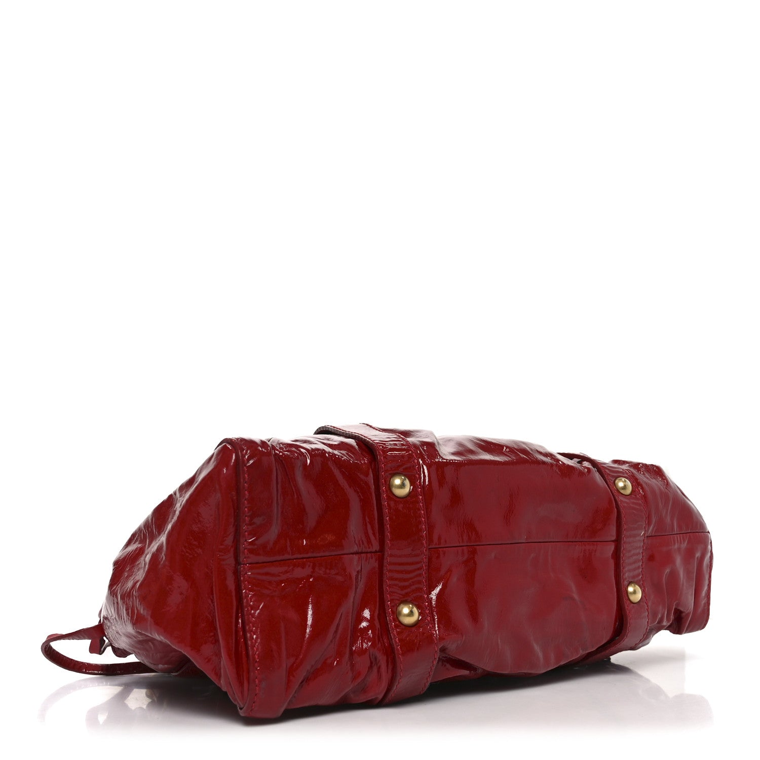 Miu Miu Vernice Patent Gathered Tote Rosso 3 of 8