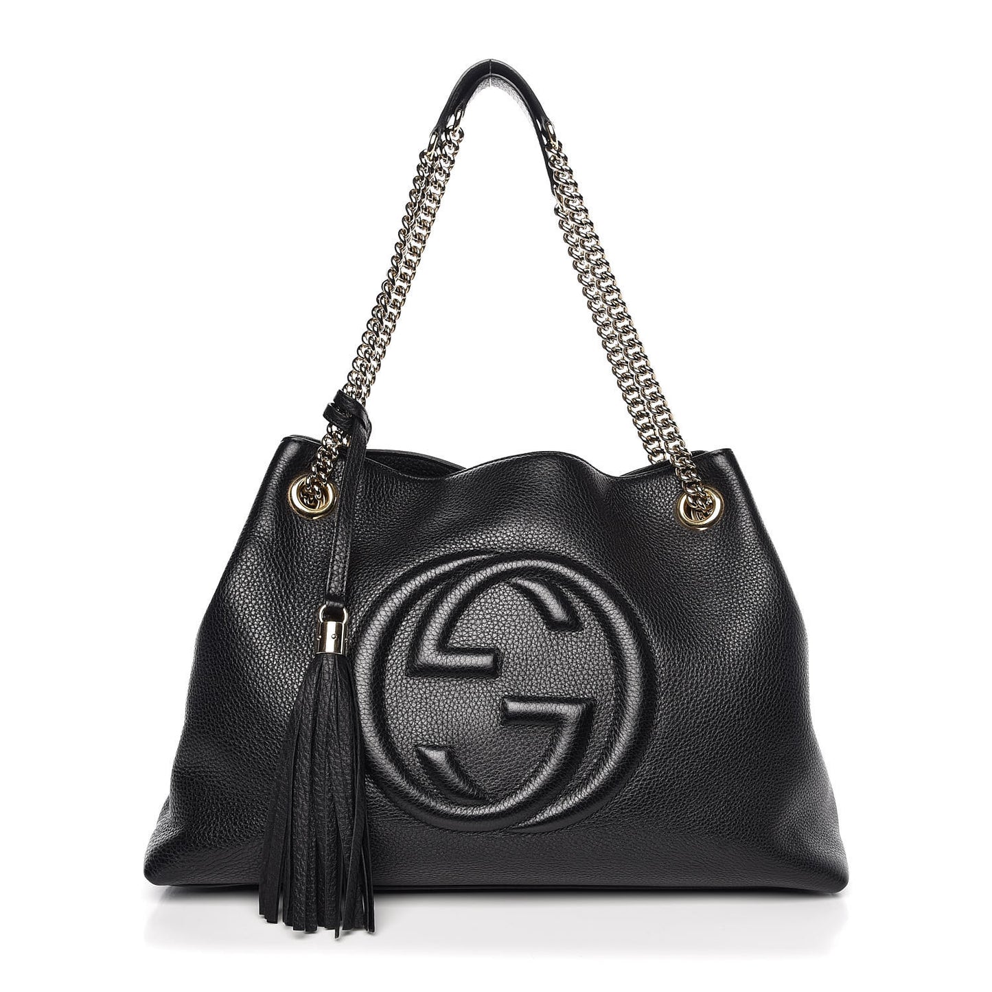 Pebbled Calfskin Medium Soho Chain Shoulder Bag Black