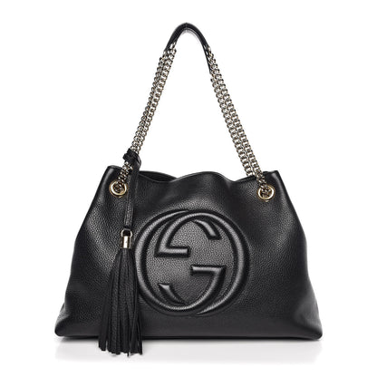 Gucci Pebbled Calfskin Medium Soho Chain Shoulder Bag Black 1 of 7