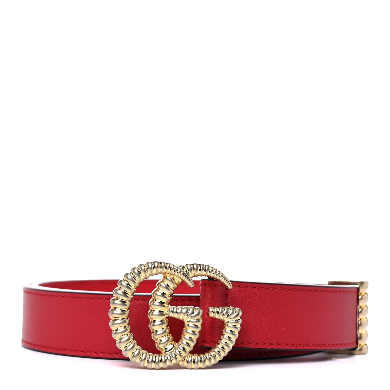 Gucci Moon Calfskin Torchon Double G 25mm Belt 85 34 Hibiscus Red 1 of 5
