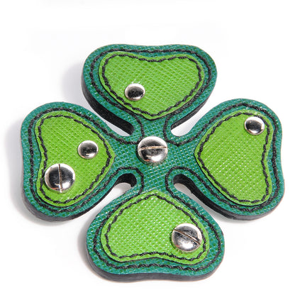 Prada Saffiano 4-Leaf Clover Brooch Green 1 of 4