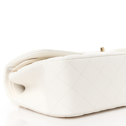 Chanel Caviar Quilted Jumbo Double Flap White 10 of 12