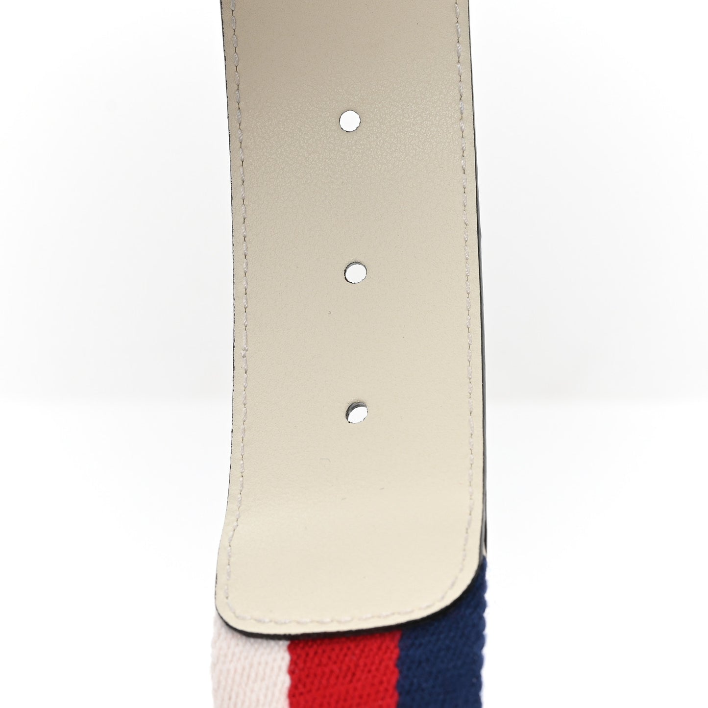 Nylon Calfskin Sylvie Web Double G 40mm Belt 95 38 Mystic White Hibiscus Red Maritime