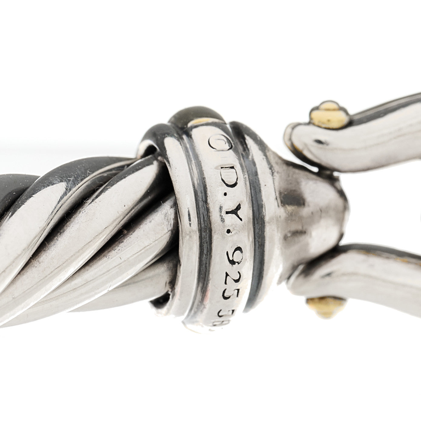 David Yurman Sterling Silver 14K Yellow Gold 8.5mm Cable Buckle Bracelet 3 of 3