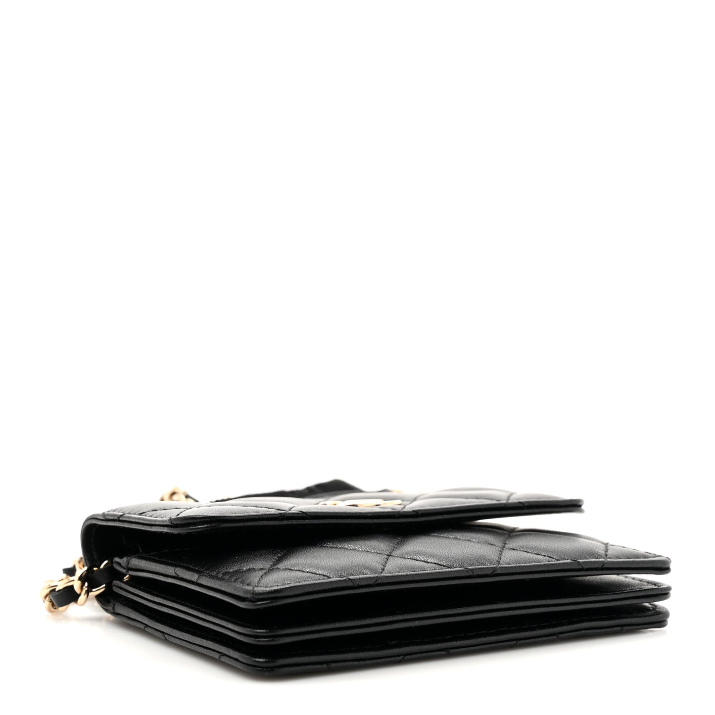 Lambskin Quilted My Chanel Lady Card Holder On Chain Black