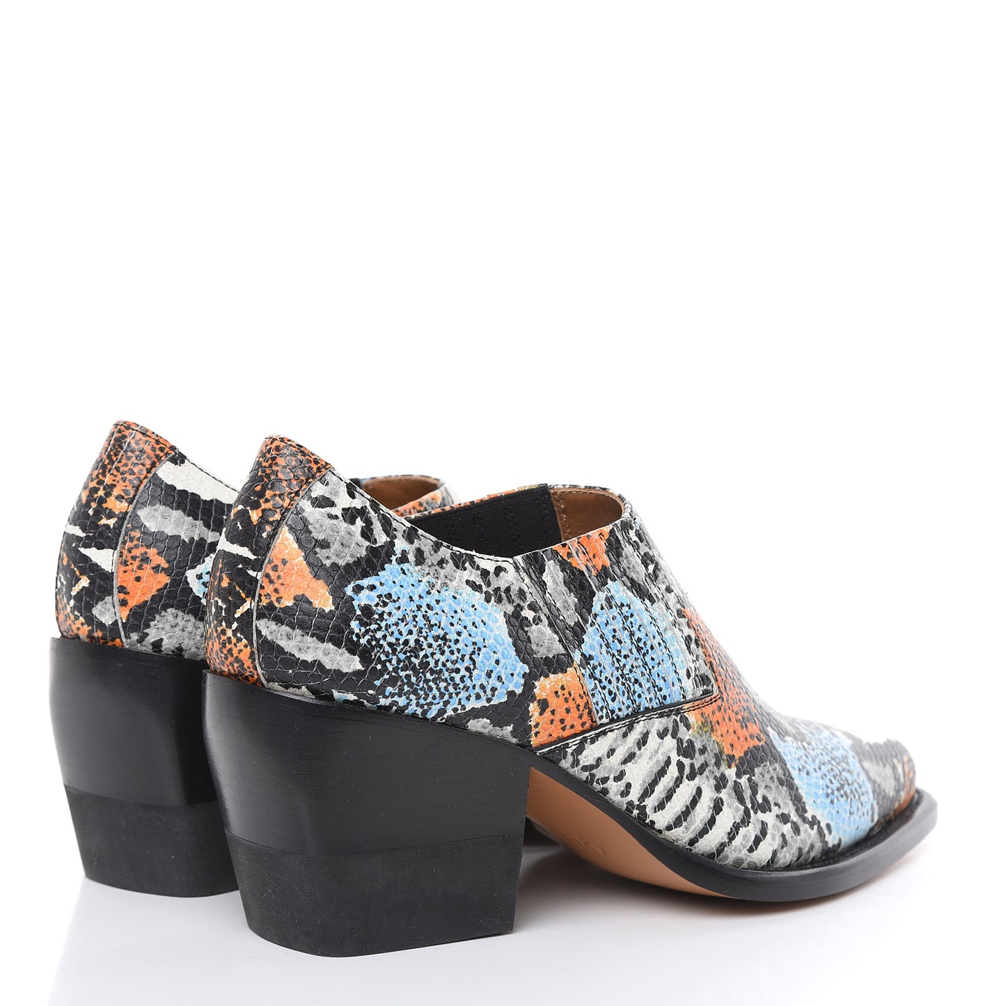 Calfskin Snakeskin Embossed Rylee Low Boot 40 Green Multicolor