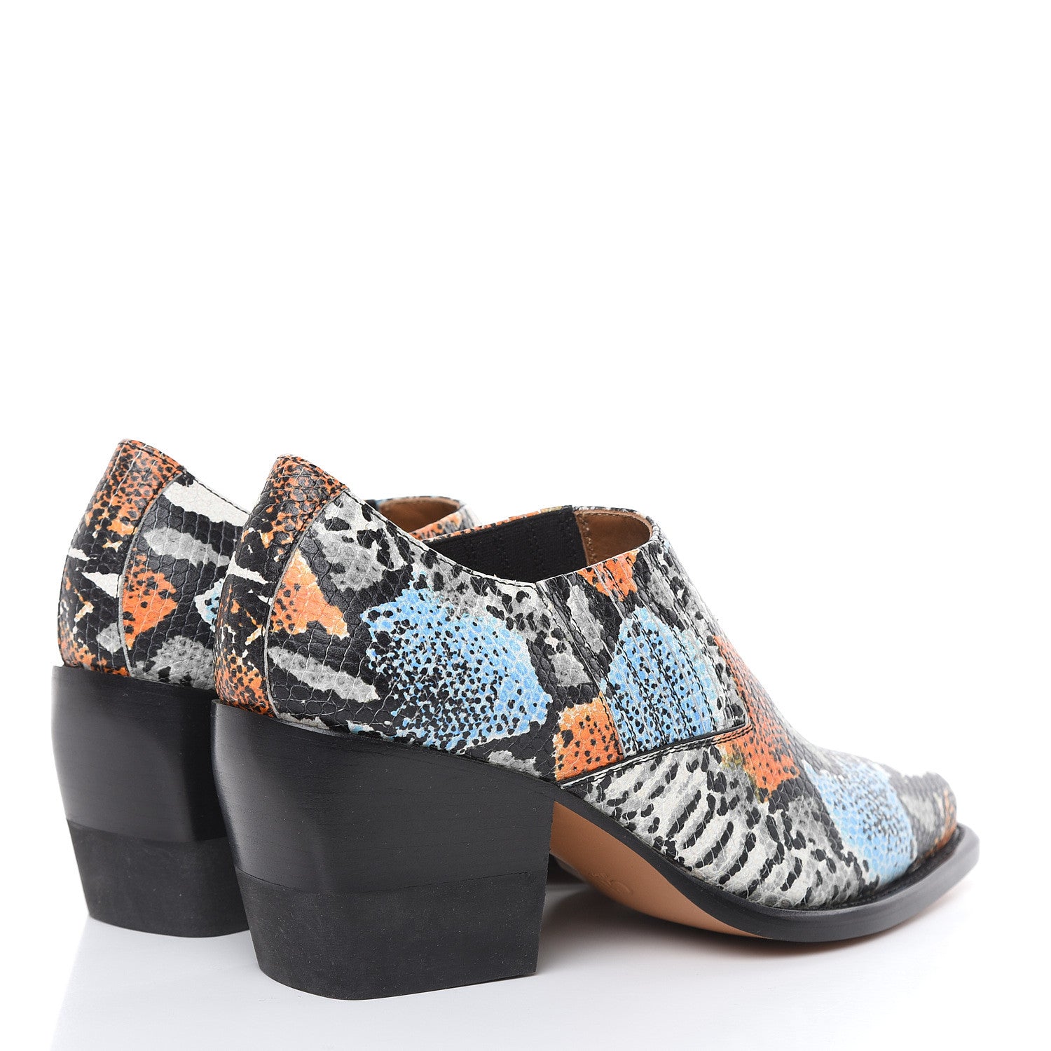 Chloe Calfskin Snakeskin Embossed Rylee Low Boot 40 Green Multicolor 4 of 8