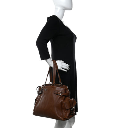 Prada Vitello Daino Buckle Shoulder Bag Tabacco 3 of 16