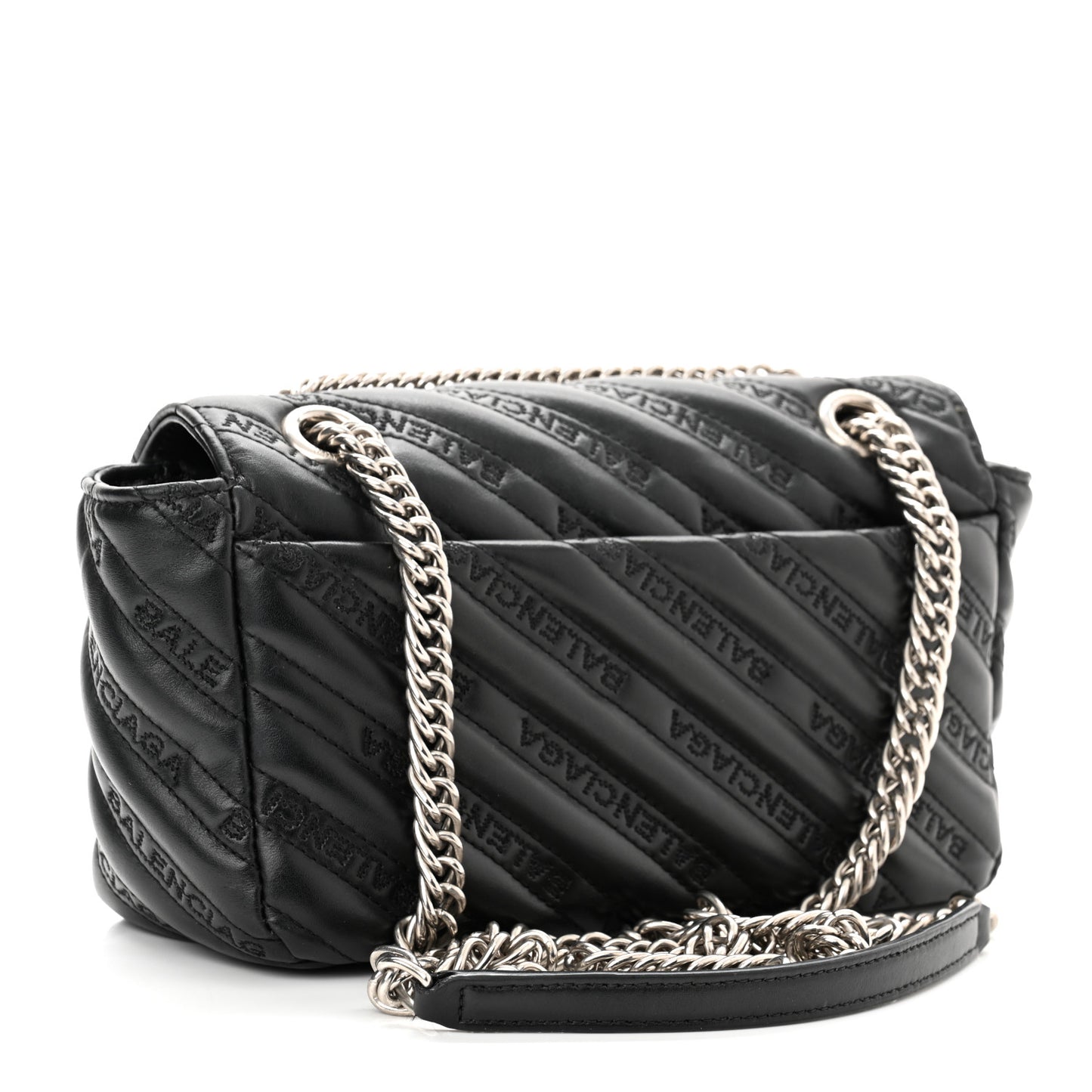 Calfskin Logo Matelasse S BB Round Shoulder Bag Black