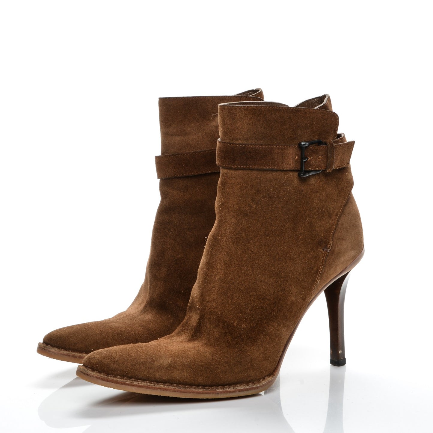 Suede Buckle Ankle Boots Boots 8 Brown