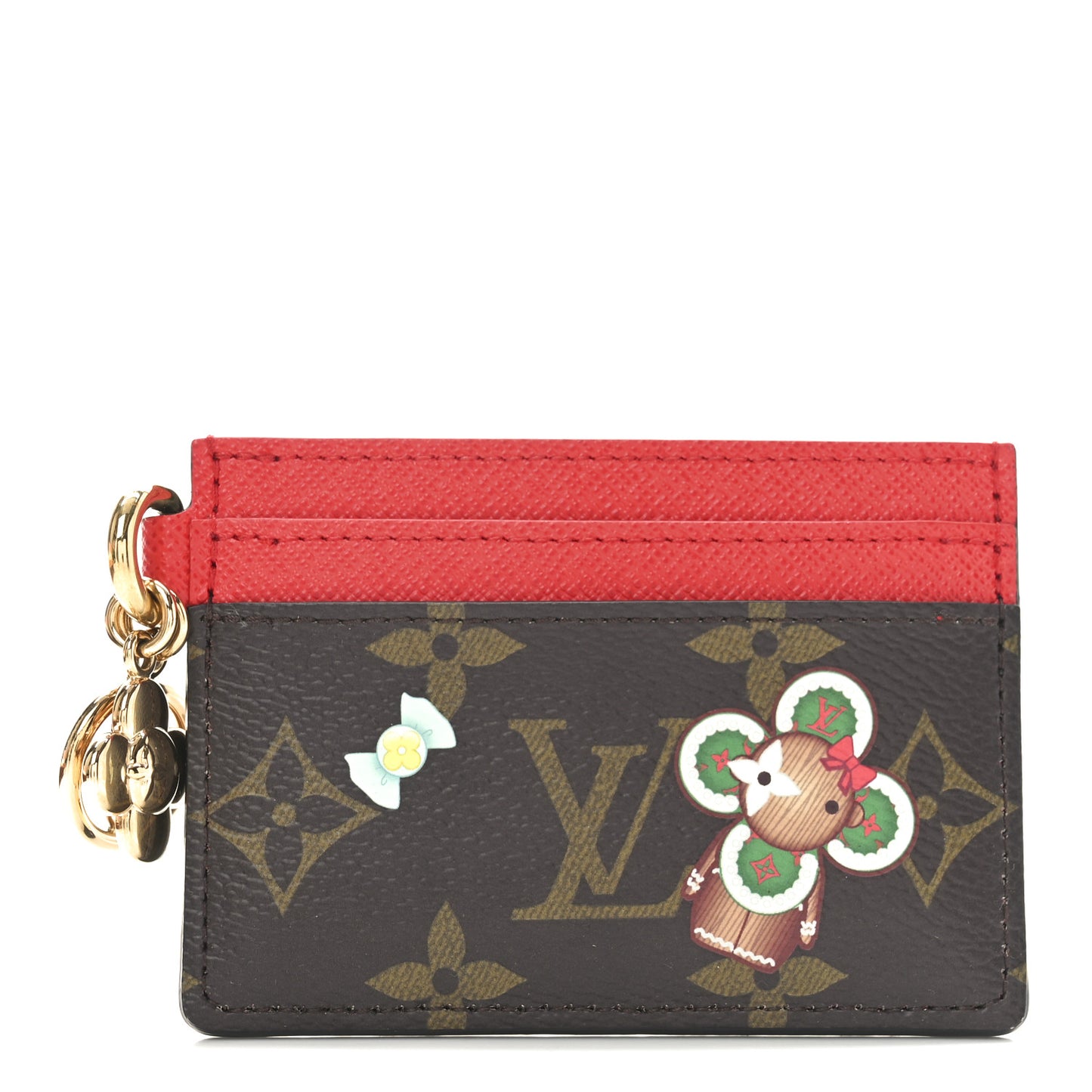Monogram LV Charms 2024 Christmas Animation Candy Factory Card Holder Candy Red