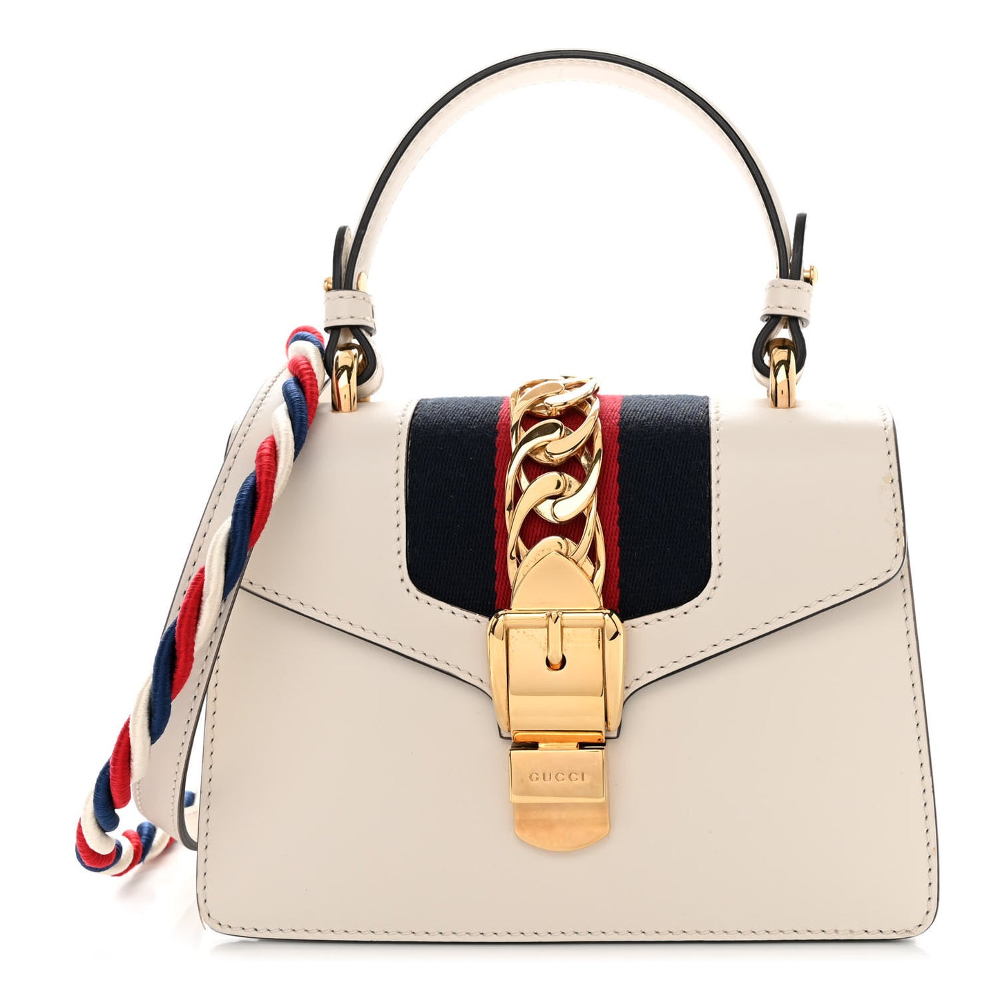 Calfskin Mini Sylvie Top Handle Bag White